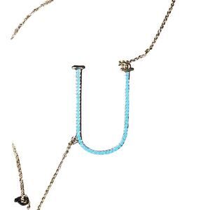 New Anthropologie BETH WARD Pave Monogram Necklace "U" $48